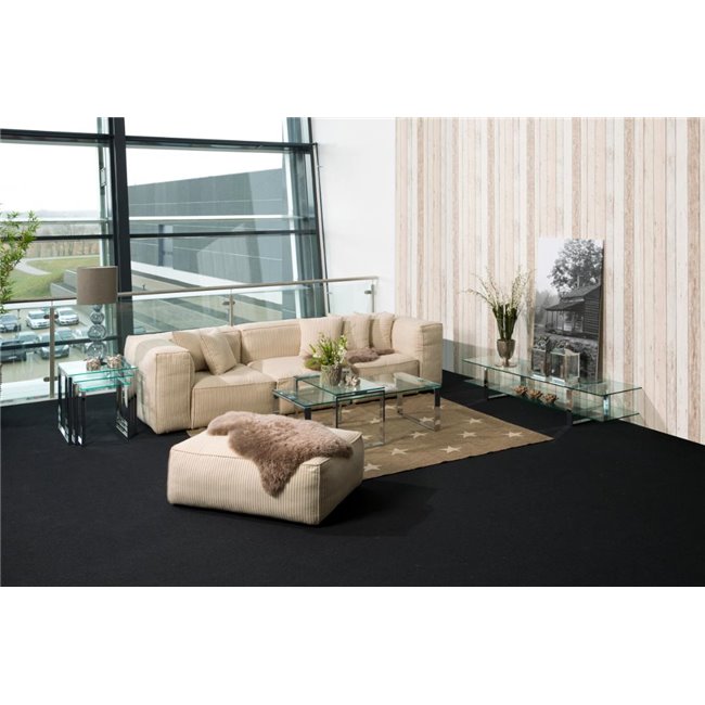 Coffee table set Akatrine, 2 pcs, glass/silver,  H45x115x69cm