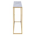 Console table Alis,top glass, white marble look/gold legs, H80.5x110x26cm