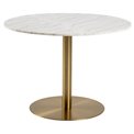 Dining table Acorby, white, artificial marble/brass colour legs, H75xD105cm