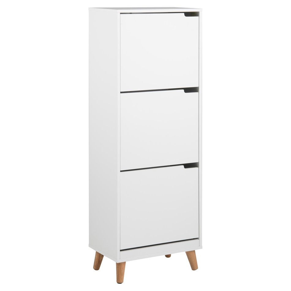 Shoes cabinet Amitra, white, MDF, H133.5x47x30cm