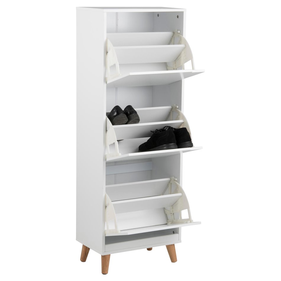 Shoes cabinet Amitra, white, MDF, H133.5x47x30cm