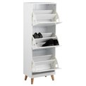 Shoes cabinet Amitra, white, MDF, H133.5x47x30cm