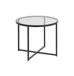 Side table Across, smoked glass/black legs, H45xD55cm