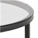 Side table Across, smoked glass/black legs, H45xD55cm