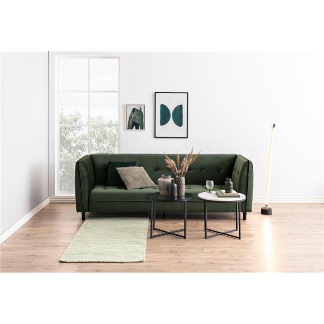 Side table Across, smoked glass/black legs, H45xD55cm