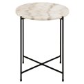 Side table Avila, white, artificial marble/black legs H45xD42cm