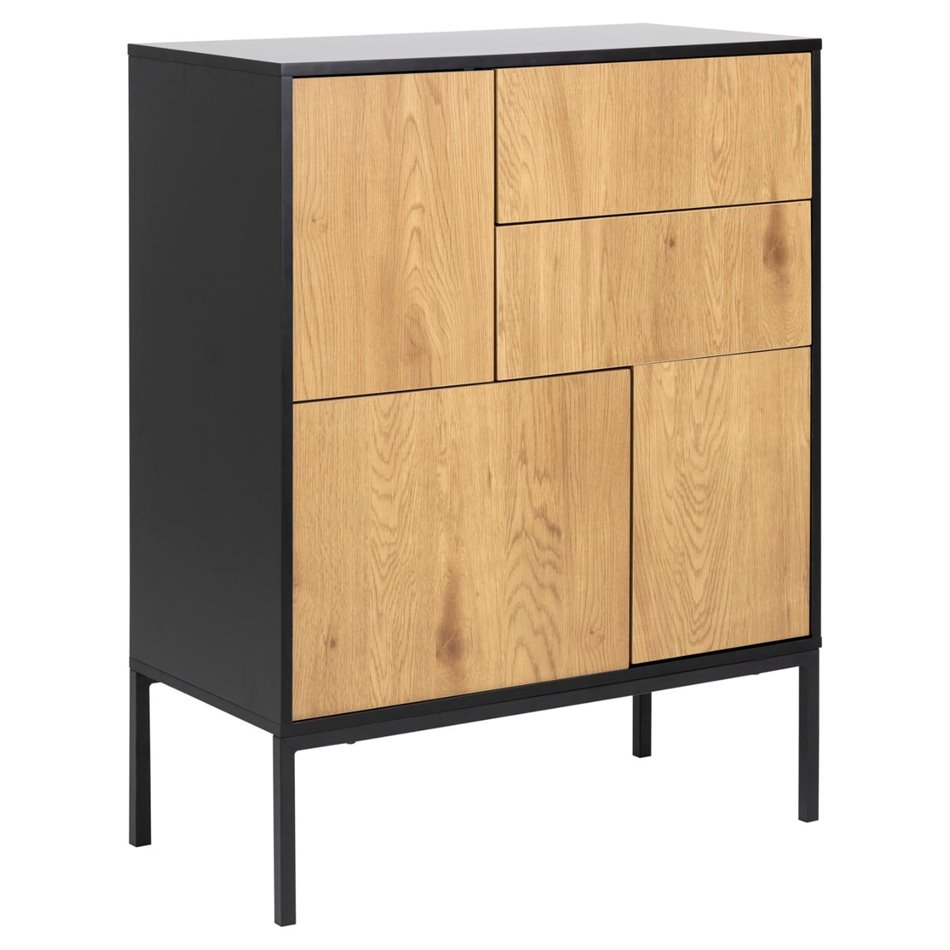 Sideboard Aford, MDF, black/natural, 103x80x40cm