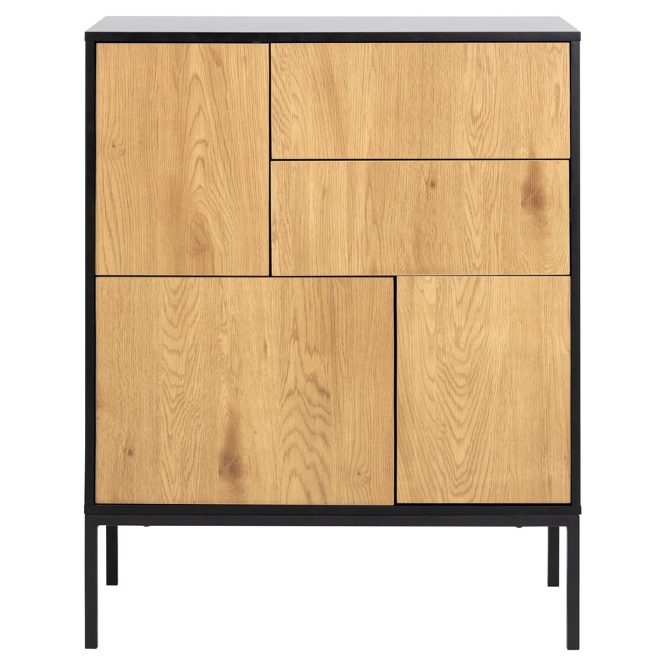 Sideboard Aford, MDF, black/natural, 103x80x40cm