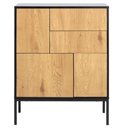 Komoda Aford, MDF, natūralus/juodas sp., 103x80x40cm