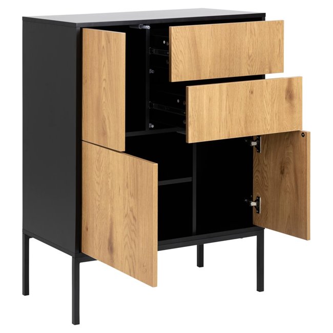 Sideboard Aford, MDF, black/natural, 103x80x40cm