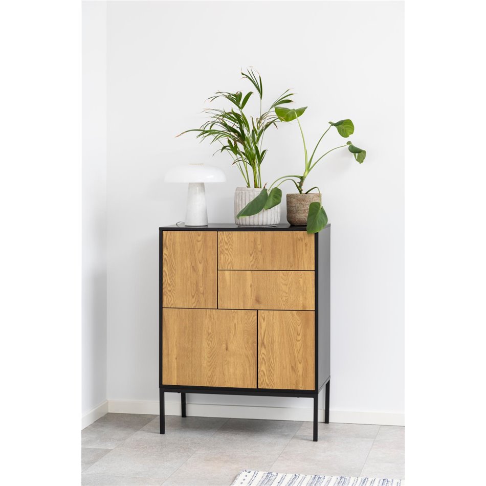 Sideboard Aford, MDF, black/natural, 103x80x40cm