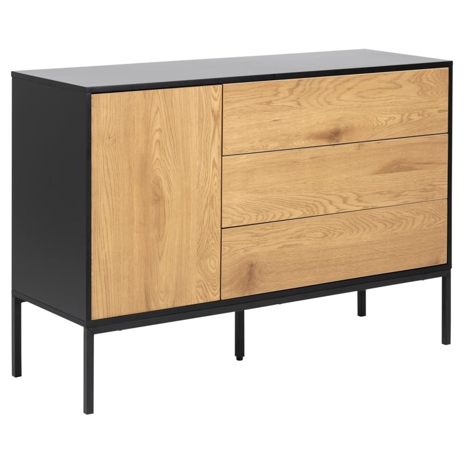 Sideboard Aford, MDF, black/natural, H82x120x40cm