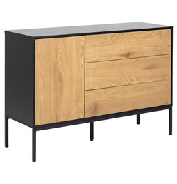 Sideboard Aford, MDF, black/natural, H82x120x40cm