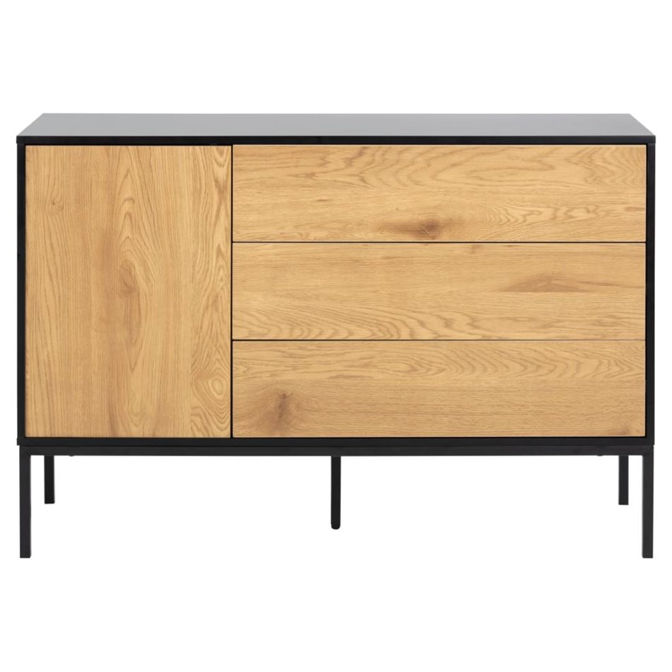 Sideboard Aford, MDF, black/natural, H82x120x40cm