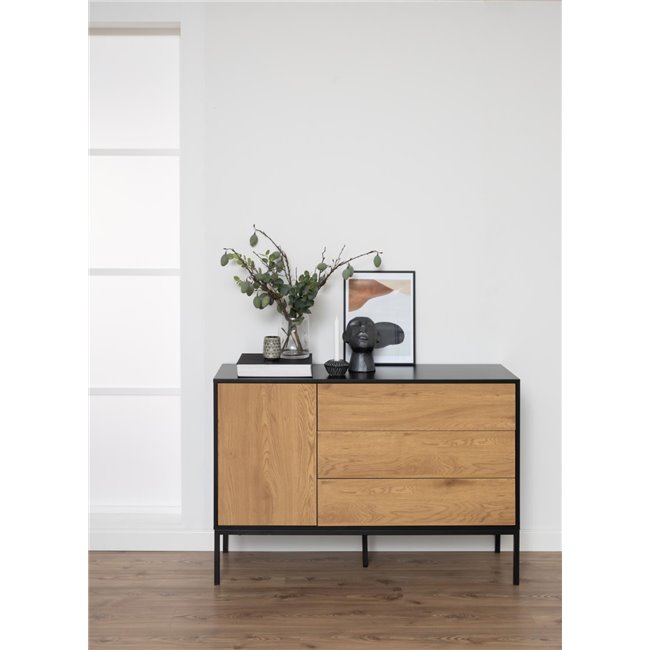 Sideboard Aford, MDF, black/natural, H82x120x40cm