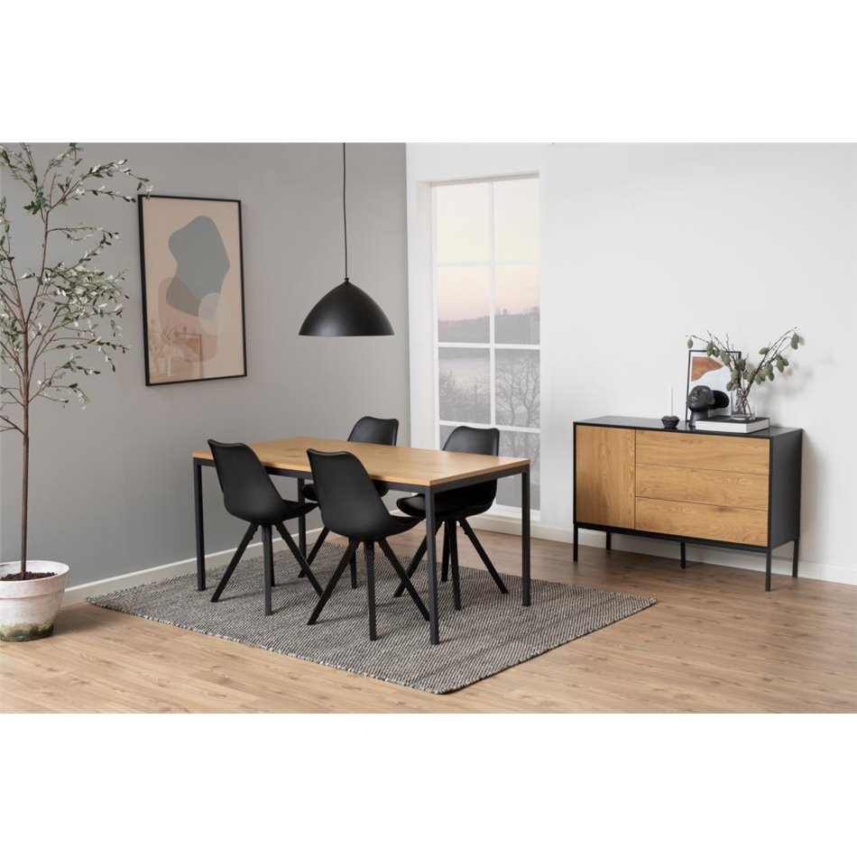 Sideboard Aford, MDF, black/natural, H82x120x40cm