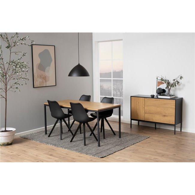 Sideboard Aford, MDF, black/natural, H82x120x40cm