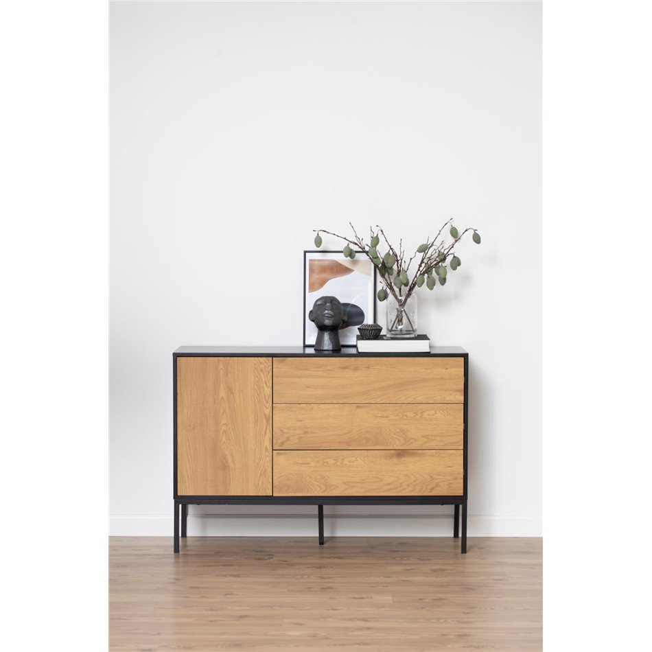 Sideboard Aford, MDF, black/natural, H82x120x40cm