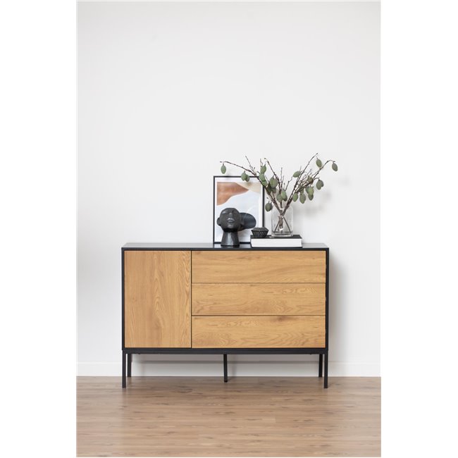 Sideboard Aford, MDF, black/natural, H82x120x40cm