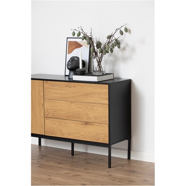 Sideboard Aford, MDF, black/natural, H82x120x40cm