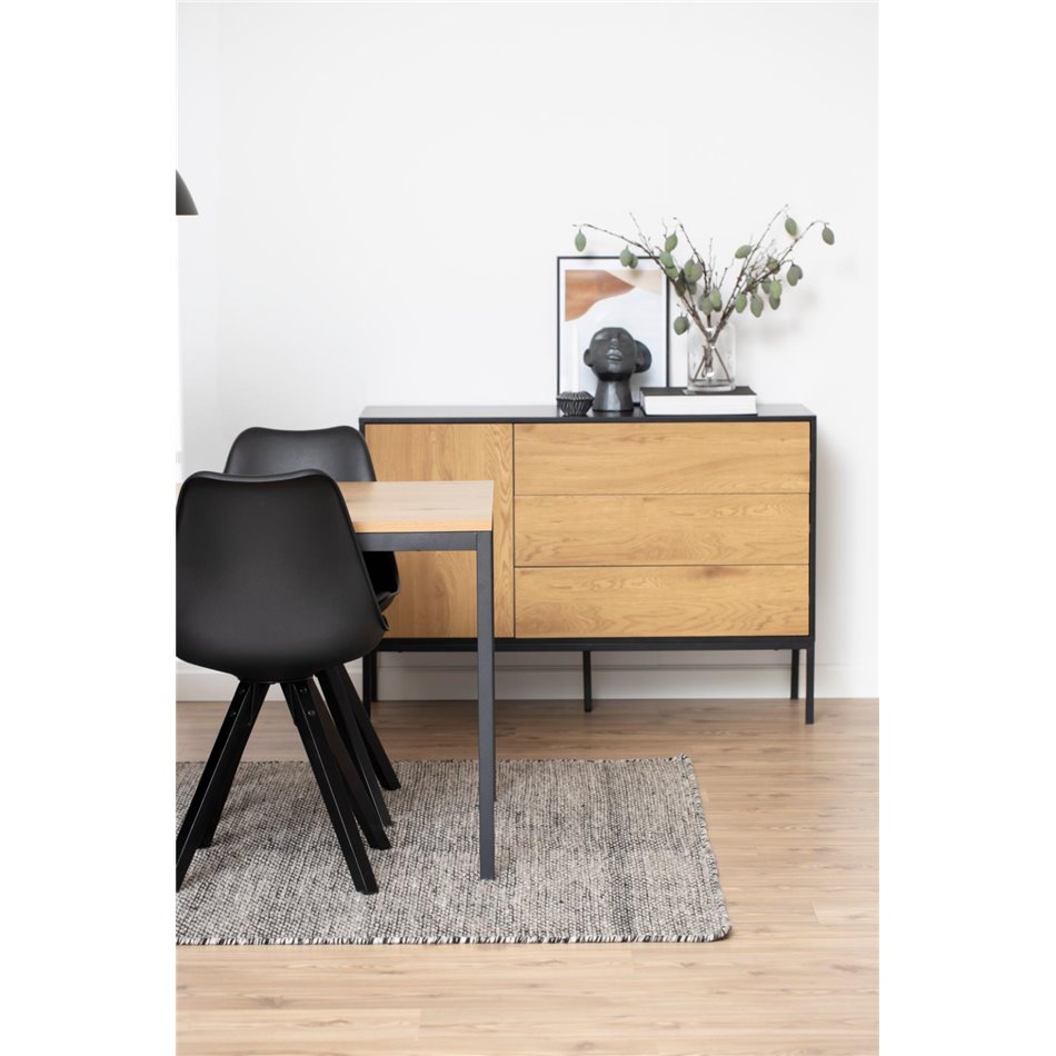 Sideboard Aford, MDF, black/natural, H82x120x40cm