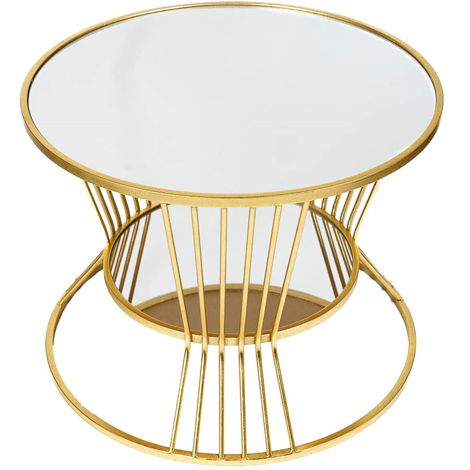 Metal table set 2 Barko, mirror top/golden, 80-60x51-45cm