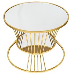 Metal table set 2 Barko, mirror top/golden, 80-60x51-45cm