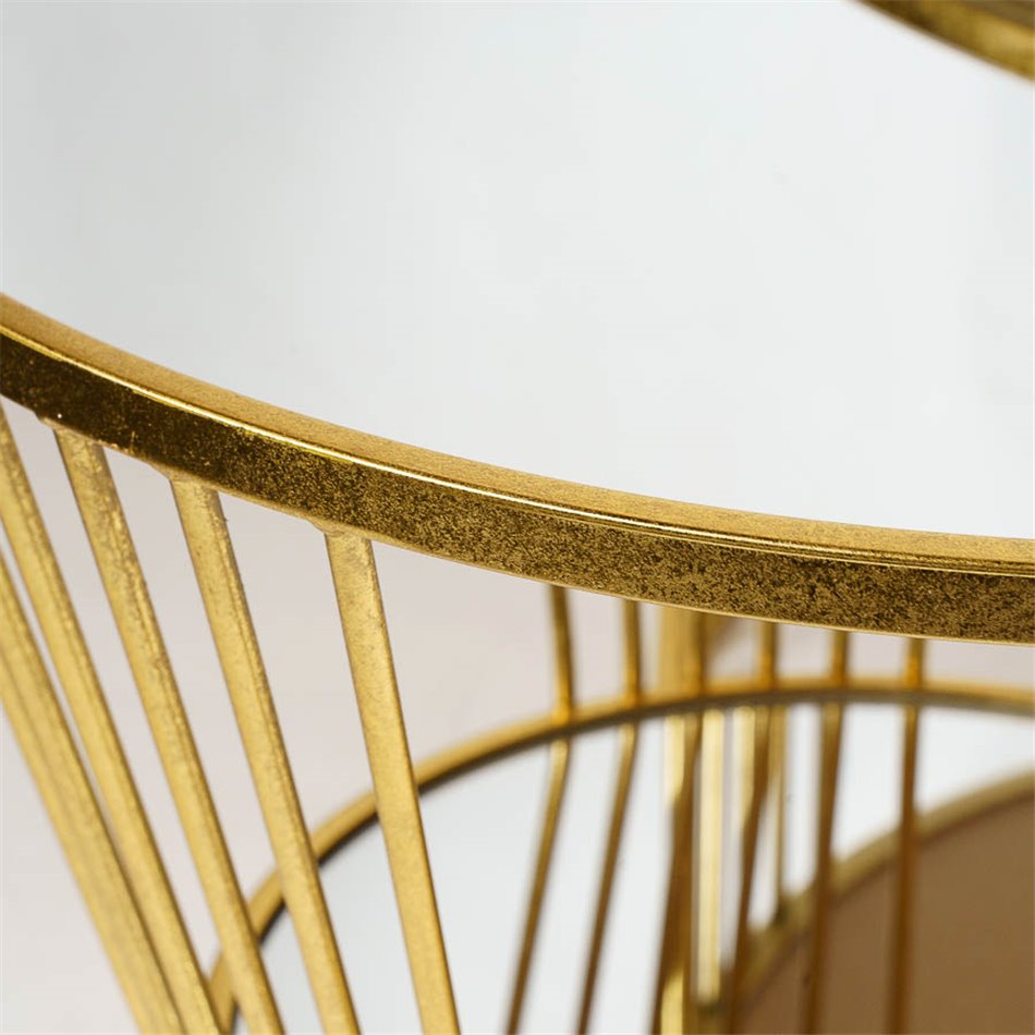 Metal table set 2 Barko, mirror top/golden, 80-60x51-45cm