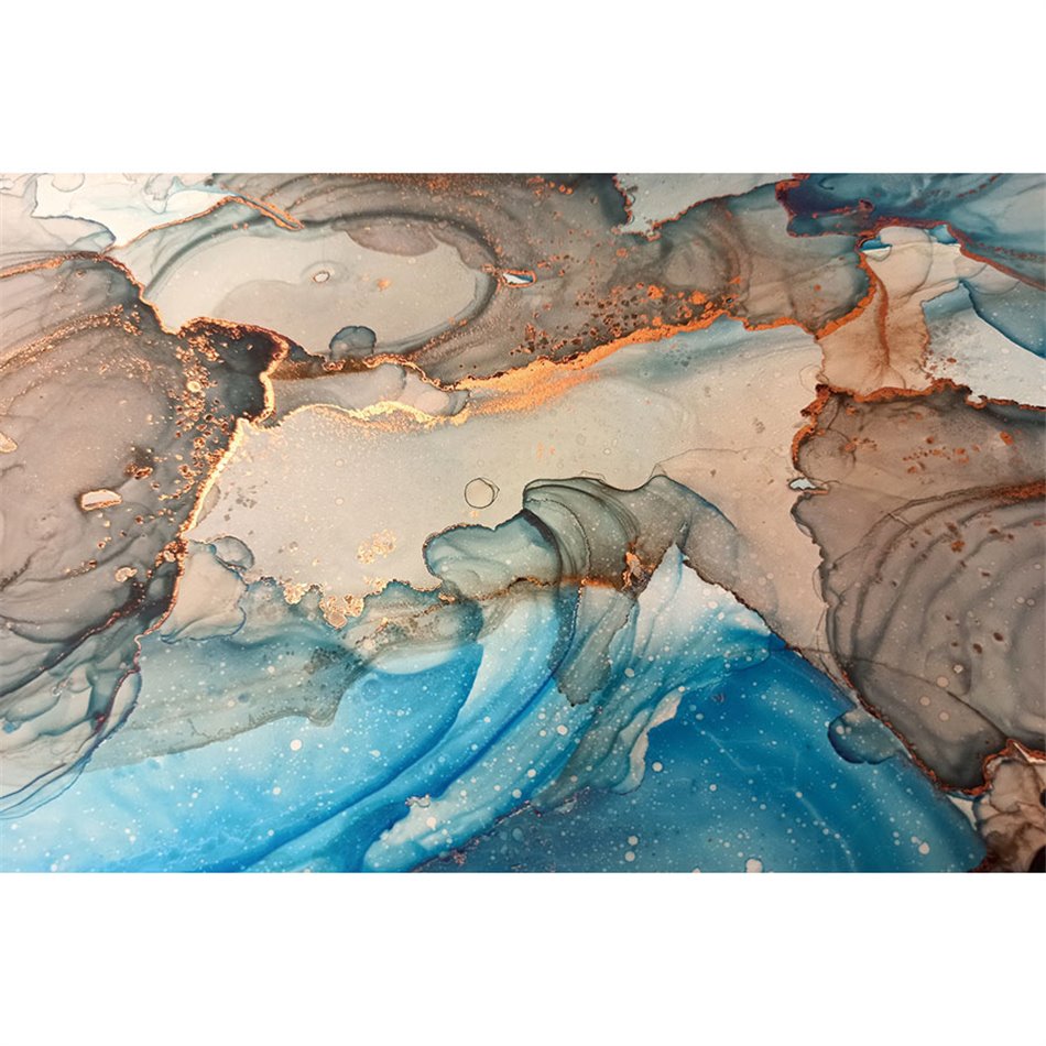 Wall glass art  Fantasy in blue/brown, 80x120x0.4cm