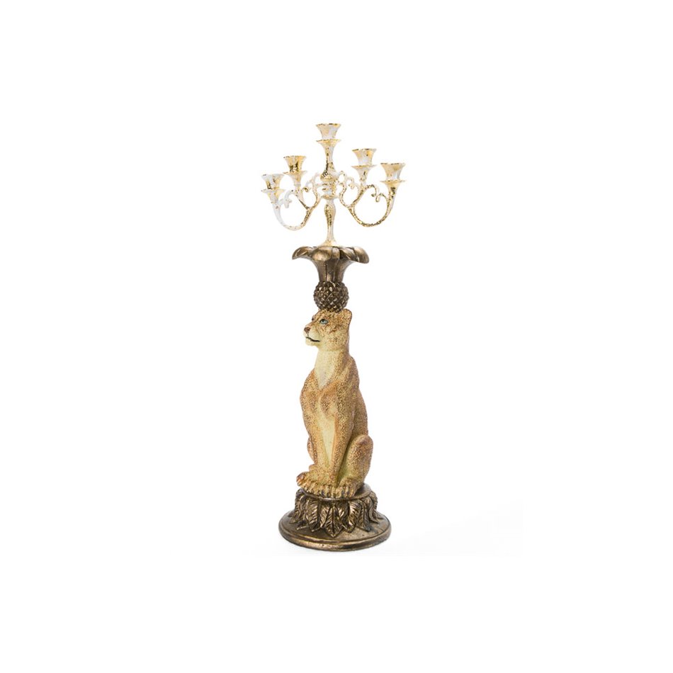 Deco/candle holder Lion, 12.5x8.5x29.0cm