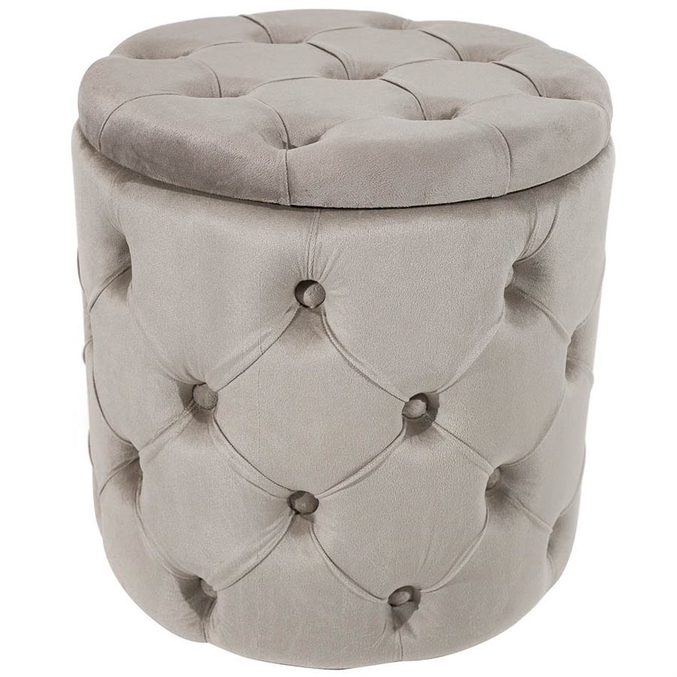 Pouf Mainburg A, taupe, velvet, 43x43x43cm