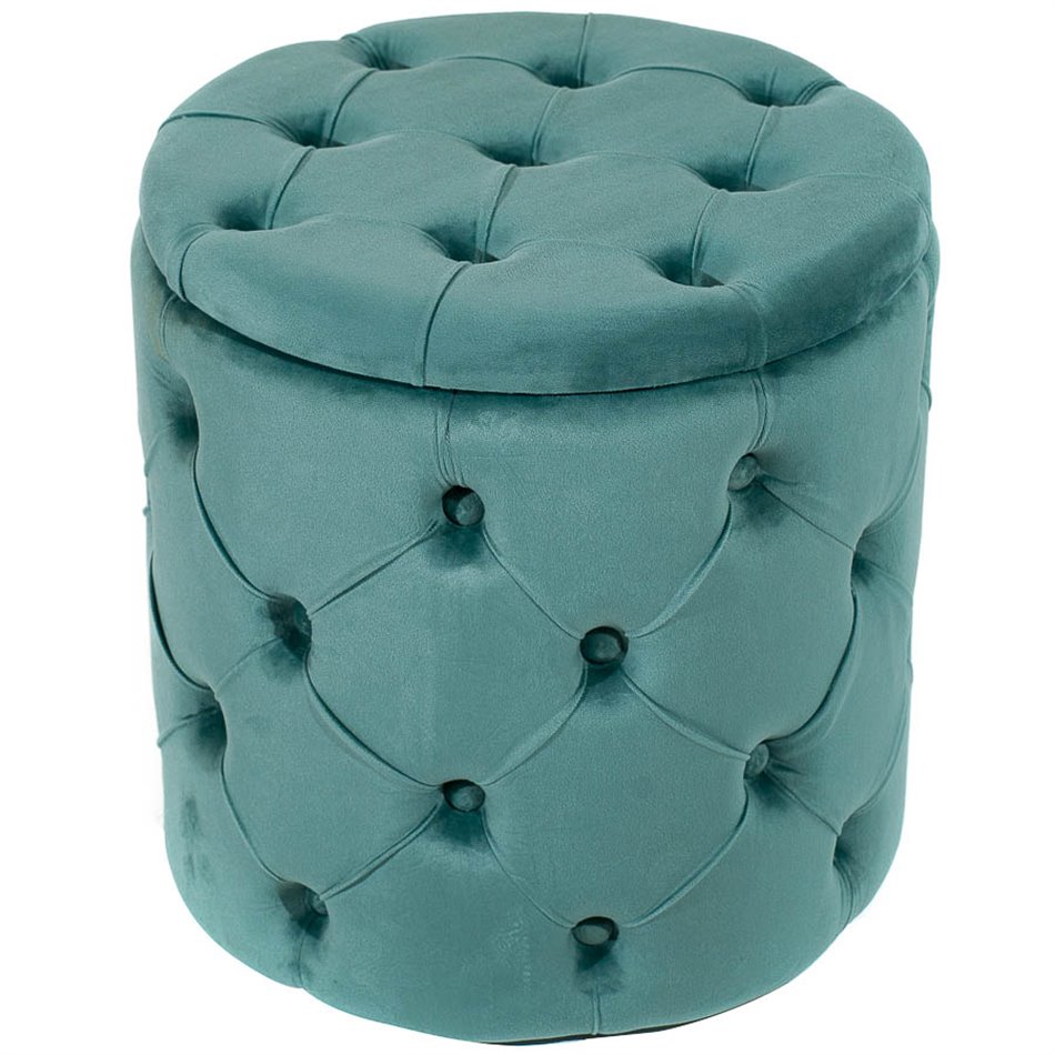 Pouf Mainburg B, blue, velvet, 43x43x43cm