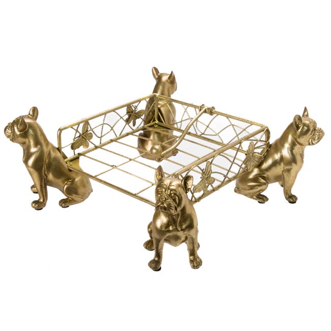 Deco napkin holder French bulldogs,30.0x30.0x12.5cm