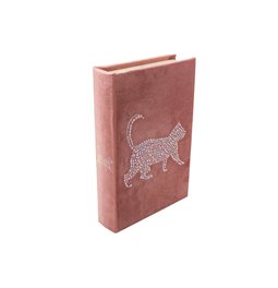Book box Cat S, velvet, pink,  26x17x5cm