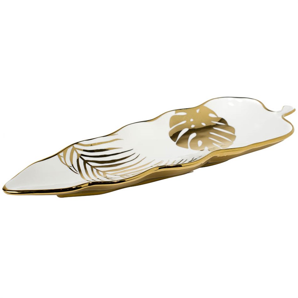 Decorative plate Maarja, gold/white, 42.5x15x3.2cm