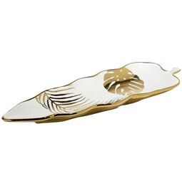 Decorative plate Maarja, gold/white, 42.5x15x3.2cm
