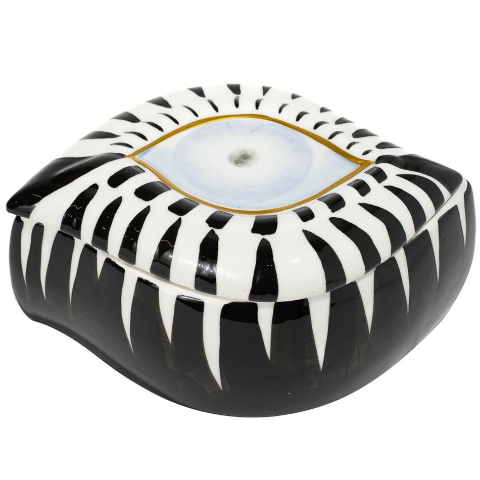 Decorative plate Malvita,black/white/gold ,21.4x15.3x8.9cm
