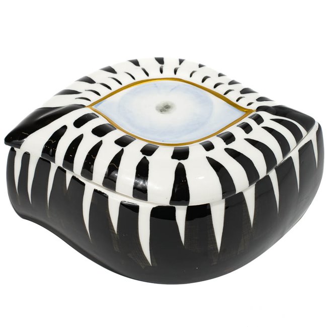 Decorative plate Malvita,black/white/gold ,21.4x15.3x8.9cm