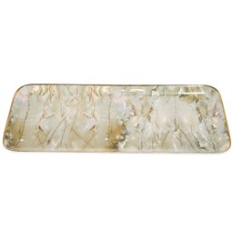 Decorative plate Marciano 14, olive/gold, 36.4x17.1x1.6cm