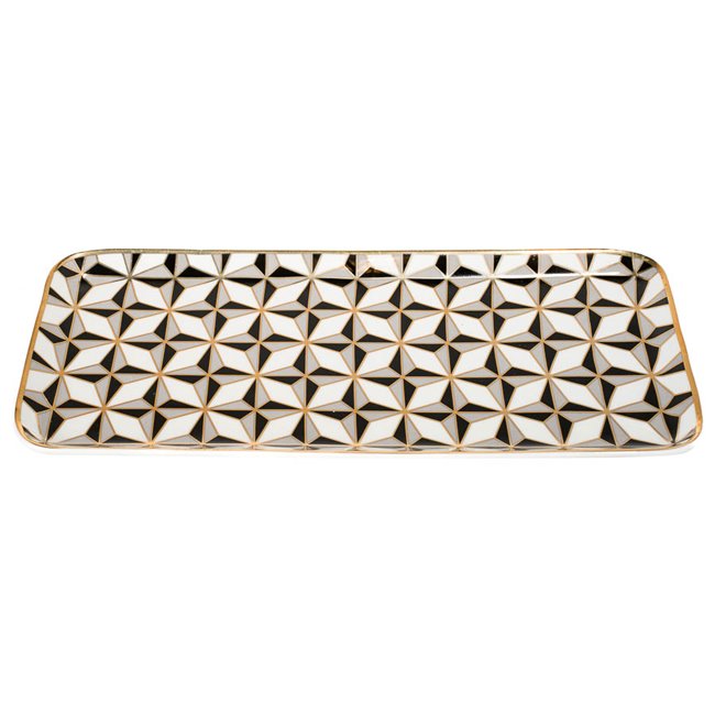 Decorative plate Marbourg, black/gray,36.4x17.1x1.6cm