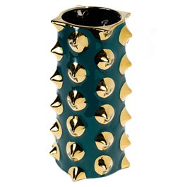 Vase Madalena, green/gold, 16.1x16.1x28.5cm
