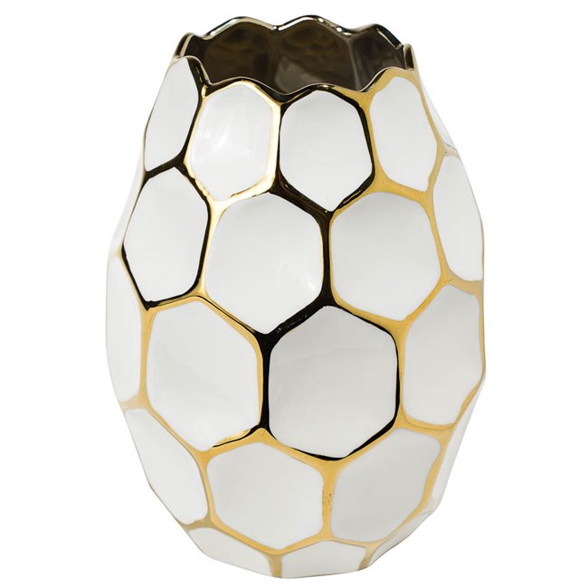 Ваза Malva, белая/золотистая, 18.6x14x25.8cm