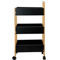 3TIER CADDY WHEELS BLACK NATUR,H80,5xL41xW20cm