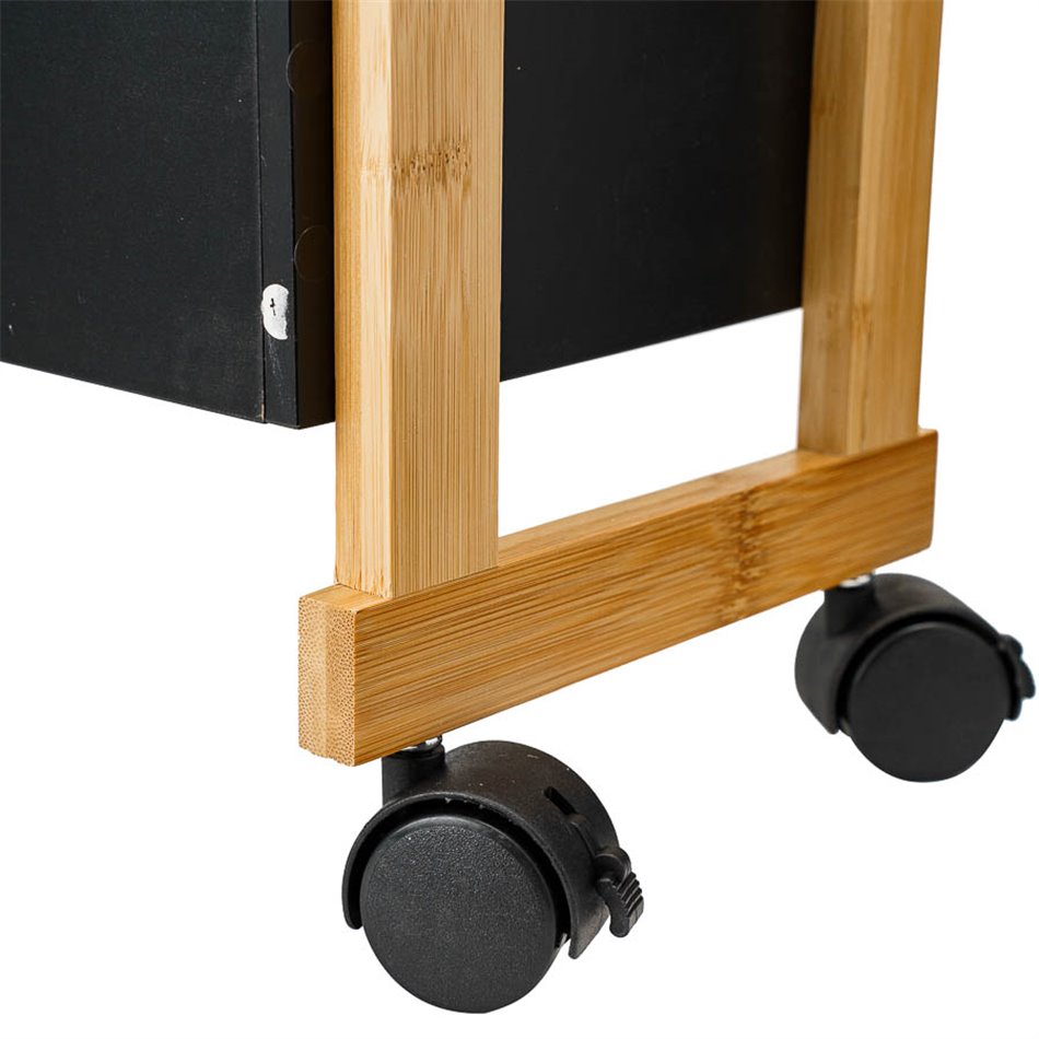 3TIER CADDY WHEELS BLACK NATUR,H80,5xL41xW20cm