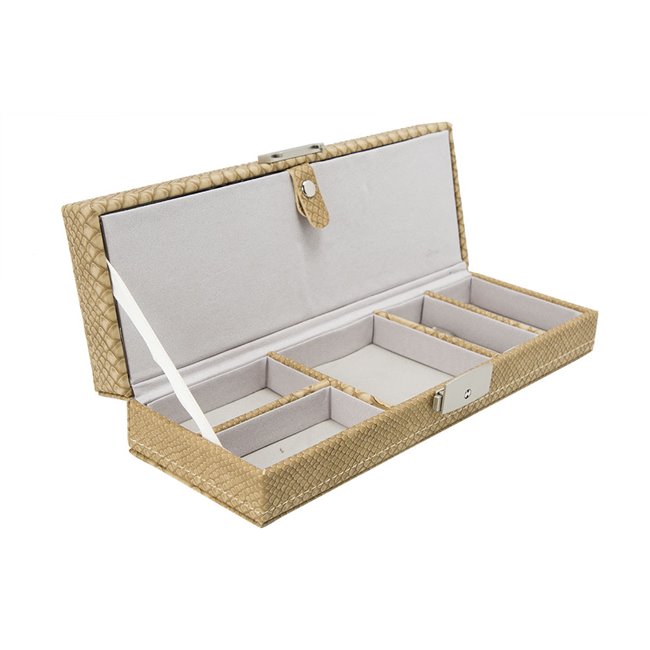 Jewellery box Totte, beige/ snake PU, 28x10x7.5cm