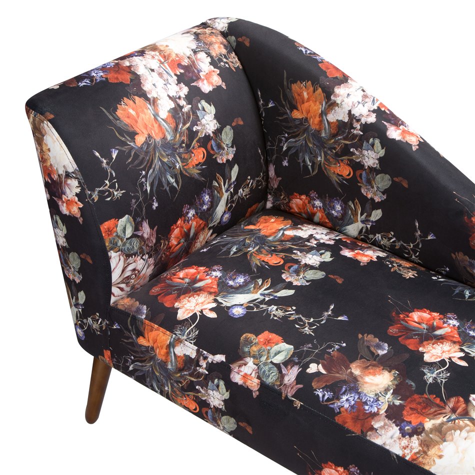 Sofa Norra with flower print, 144x59x75cm, seat height 43cm