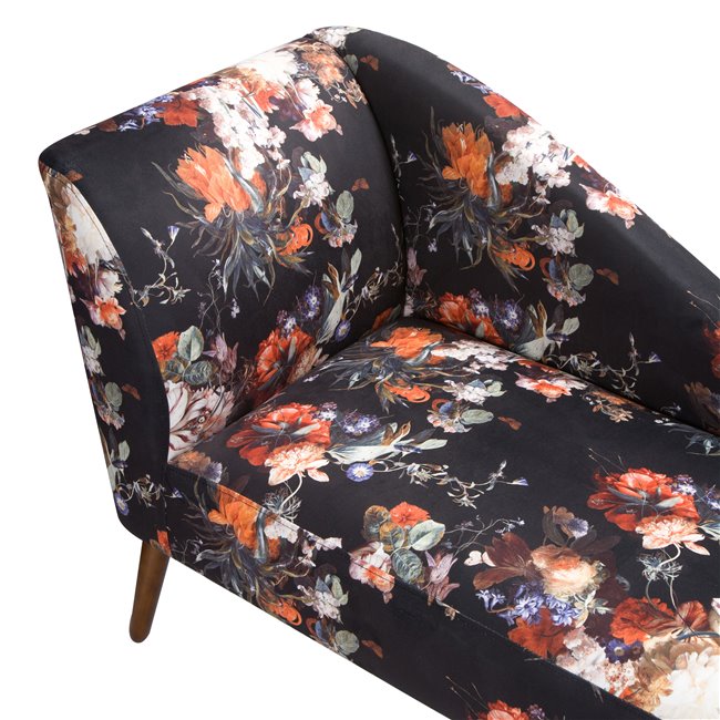 Sofa Norra with flower print, 144x59x75cm, seat height 43cm