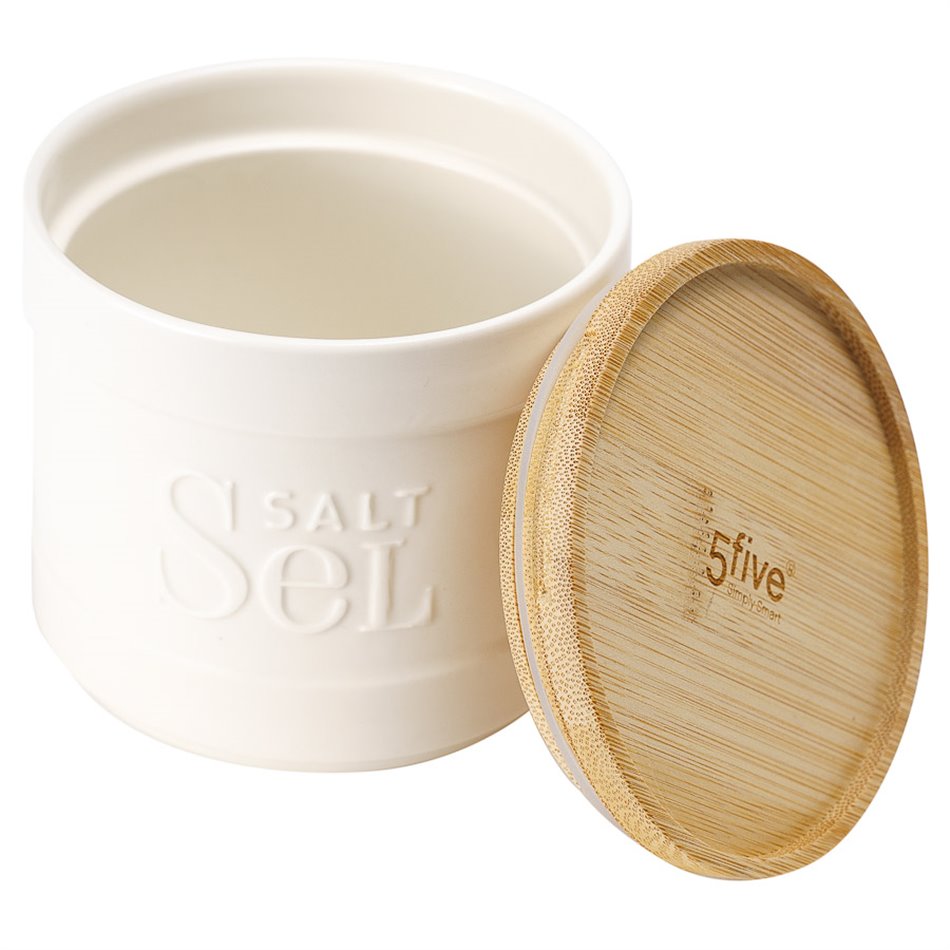 Salt box Natureo, white, H10xD11cm