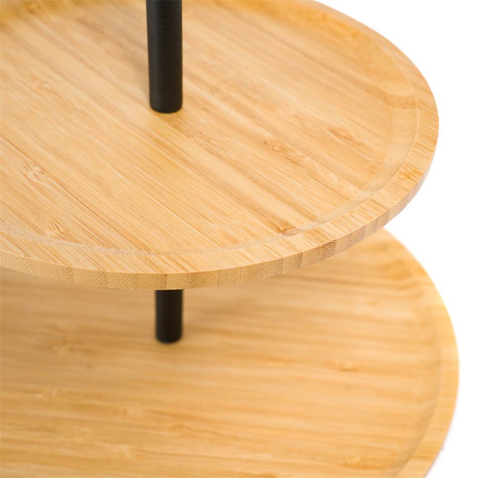 Bamboo cake plate, H27.5 D26 cm