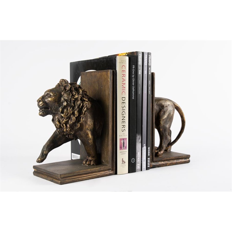 Bookend Lion, set of 2,  gold, H24.5x30.5x12cm